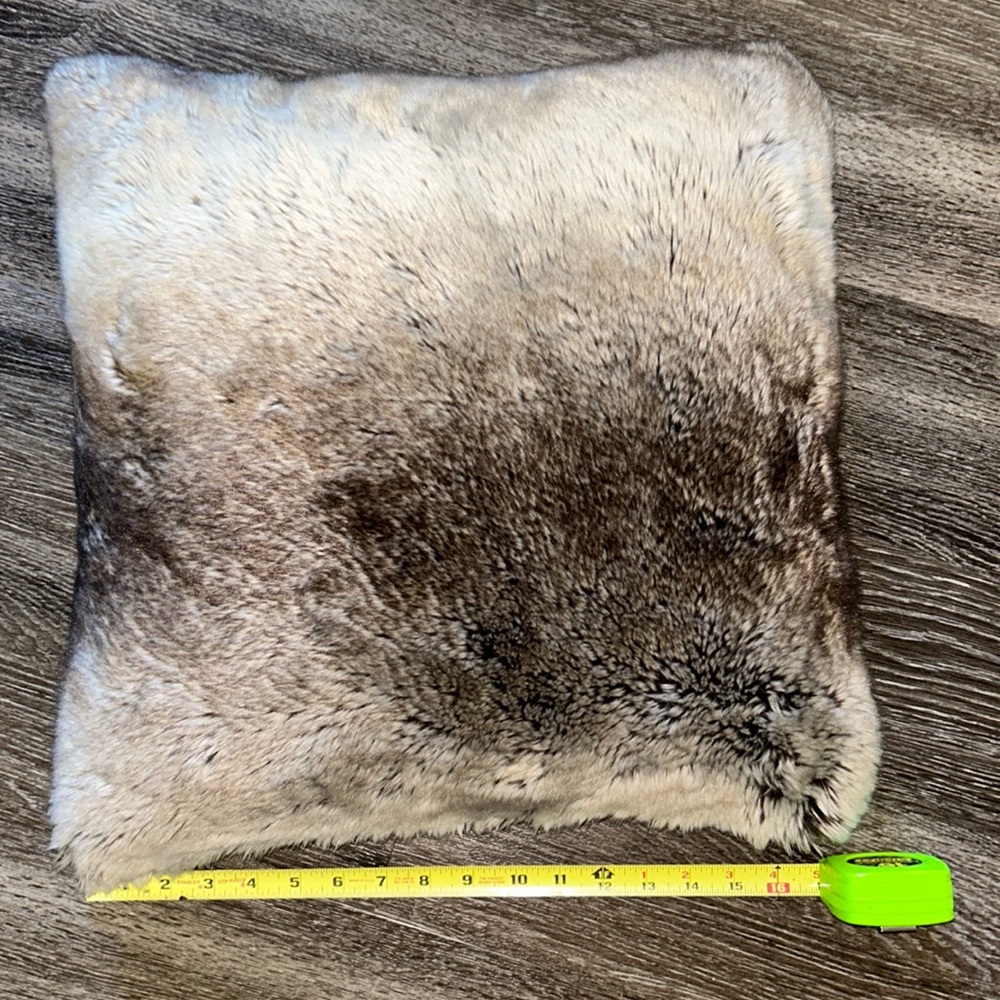 Brown fur throw pillows from WEST ELM